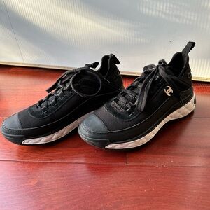 CHANEL Sport Trail Black Fabric and Black Suede Sneakers